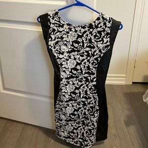 Black and white mixed medium dress